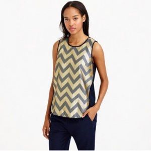J. Crew Gilded Chevron Wool Blend Sleeveless Top